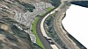 3D-modell av fjellskjæring, skredgrop og skredvoll. Sett fra vest mot øst.