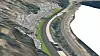3D-modell av fjellskjæring, skredgrop og skredvoll. Sett fra vest mot øst.