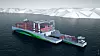 Short Sea Pioneer: Det lille 'feeder-skipet' dokker i moderskipet og lasten i containere overføres. Moderskipet går i faste ruter etter en tidtabell. Bilde: Maritime Clean Tech