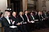 Kong Harald på seminar om energi i Norsk Vitenskaps-Akademi. Til venstre, preses og professor Nils Chr. Stenseth, kong Harald, professor og president i Norges Tekniske Vitenskapsakademi,. Roy H. Gabrielsen, olje- og energiminister Ola Borten Moe. Foto: Atle Abelsen