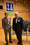 Fra ZEMs inntreden på maritime batterier for snart 10 år siden, som leietakere hos DNV på Høvik. Egil Mollestad (t.v) var teknologidirektør i Think, nå CEO i ZEM, og Jan-Olaf Willums var tidligere adm. dir i el-bilseksapet. Fra bilbatterier er veien gått videre til maritime batterisystem i ZEM.