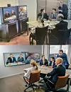 Før og nå: Utviklingen har gått fra 'tykk-TV' og dedikerte digitale telelinjer til store flatskjermer og kommunikasjon over internett. Foto: Cisco over, Pexip nederst