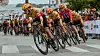 For første gang sykler et norsk herrelag Tour de France: Uno-X Pro Cycling Team. Her ser vi fra venstre rytterne Anders Halland Johannessen, Martin Urianstad Bugge, Rasmus Tiller og Tobias Halland Johannessen i etappe 3 av Tour of Norway 29. mai.