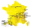 Dette er årets rute. Målgang er på Champs-Élysées i Paris søndag 23. juli. Illustrasjon: Tour de France