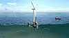 OO-STAR-teknologien er en halvt nedsenkbar flytende plattform bestående av en tre-armet pongtong som understøtter tre hjørnesøyler og et senterskaft. Illustrasjon: Floating Wind Solutions