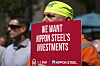 US Steel-ansatte demonstrerte i september i favør av å bli kjøpt opp av japanske Nippon Steel. Joe Bidens oppkjøpsnekt gjør at saken havner i retten.