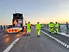 Nye Skurubron får slitelag av asfalt i juni 2024. Foto: Trafikverket