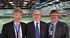 Professor Sverre Steen ved NTNU leder Rolls-Royce University Technology Centre i Trondheim til daglig, Rune Garen er prosjektets eier hos Rolls-Royce, og Oddvar Eide er direktør for Marintek.