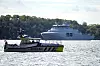 Sjøforsvaret har sendt flere av sine marine- og kystvaktfartøy til Oslo under gravferden. Her er kystvaktskipet Hopen. Foto: Stian Lysberg Solum / NTB