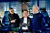 Statsminister Jonas Gahr Støre, Sveriges statsminister Ulf Kristersson og Finlands president Alexander Stubb på kystvaktfartøyet KV Svalbard i Bodø.
