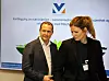 Sveinung Fjose og Maren Basso fra Menon i Næringsdepartementet for å legge fram rapporten Kartlegging av nærskipsfart – sammensetning, alder, lønnsomhet og utfordringer med flåtefornyelse. Foto: Tore Stensvold