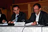 Finansbyråd Stian Røsland (t.v.) og byrådsleder Erling Lae. Høring om Holmenkollen-prosjektet i bystyresalen 09.09.09.