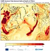 Animasjonen viser en AOD-analyse (Aerosol Optical Depth) fra 22. mai til 2. juni. En slik analyse måler hvor mye sollys som er blokkert av partikler i atmosfæren. Illustrasjon: Copernicus Atmosphere Monitoring Service (CAMS)