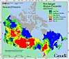 Prognose for skogbrannfaren i Canada 2. juni 2025. Illustrasjon: Copernicus Atmosphere Monitoring Service (CAMS)