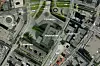 Regjeringskvartalet med Høyblokken i midten.