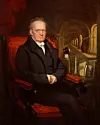 Sir Marc Isambard Brunel rundt 1835. På bordet er noen av oppfinnelsene hans, blant annet en modell av et fyrtårn. Bak strekker tunnelen under Themsen seg. Oljemaleri av Samuel Drummond. National Portrait Gallery i London. Foto: Wikipedia Commons