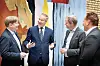 Jon-Ivar Nygård møtte tirsdag representanter fra godsnæringen på Stortinget etter at regjeringen varslet 150 millioner kroner i kompensasjon etter stengningen av Nordlandsbanen. Fra venstre: Ole Hagen i NHO Logistikk og Transport, Nygård, Are Kjensli i NHO Logistikk og Transport og Robin Olsen i CargoNet.