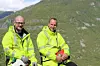 Prosjektleder Jørn Fosen Simonsen og byggeleder Geir Magne Tyssebotn i Vestland fylkeskommune er godt fornøyd med framdrifta på skredsikringsprosjektet i Ljoteli. Foto: Ingvild Ramstad/ Vestland fylkeskommune