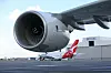 Bilde tatt fra under et A380 med RR Trent 900-motorer med Qantas' sjuende A380 på Airbus-fabrikken ved Toulouse i november 2010, da disse flyene sto midlertidig på bakken. Foto: Per Erlien Dalløkken