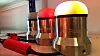 Lysdiode: 1 W – 350 mA – 100 LumenLED-holder: 3D-printet struktur i nylon-aluminium. Hver LED montert i 45 graders vinkel ut i hver retning. Midtpartiet har skillevegg for å separere lys fra hver diode og kjøleribber for å transportere varmen bort fra LED. Foto: Knut Opeide, Statens vegvesen