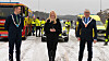 Statssekretær Mette Gundersen fikk æren av erklære E39 for åpnet. Sammen med Lindesnes-ordfører Even Tronstad Sagebakken og fylkesordfører i Agder, Arne Thomassen.