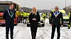 Statssekretær Mette Gundersen fikk æren av erklære E39 for åpnet. Sammen med Lindesnes-ordfører Even Tronstad Sagebakken og fylkesordfører i Agder, Arne Thomassen.
