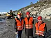 Det var under et besøk på utbedringen av Rv. 80 ved Kistrand i Bodø tidligere i mars, at nyheten slapp ut av sekken. F.v. stortingsrepresentant Bjørnar Skjæran (Ap), samferdselsminister Jon-Ivar Nygård og stortingsrepresentant Siv Mossleth (Sp). Foto: Samferdselsdepartementet