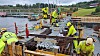 Installasjon av fuge under arbeidet med ny Rv. 4 på strekningen Roa-Gran. Foto: COWI