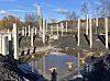 Avrettingsstøp under brufundament med stålkjernepeler omkranset av betongpeler for bedring av områdestabilitet. Foto: COWI