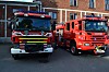 Seks år gammel brannbil til venstre og 2016-modell til høyre. Begge bygget av Egens Brannteknikk. Innmaten og tekniske spesifikasjoner har endret seg betraktelig.