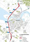 Kart over den planlagte europaveistrekningen forbi Aalborg i Danmark. Illustrasjon: Vejdirektoratet