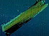 3D-bilde fra scan av havbunnen der Thorco Cloud sank. Forskip og akterskip ligger 1600 meter fra hverandre.