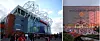 Old Trafford i gammel og mulig ny utgave. Foto: Molly Darlington/Reuters/NTB (t.v.) og Vill Arkitektur (illustrasjon t.h.)