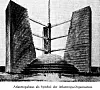 Skisse fra rundt 1930 av det planlagte hovedkvarteret til Alantropa-organisasjonen. Fra en artikkel i Magazin Technisches Museum i Wien. Illustrasjon: Wikimedia Commons/CC-BY-SA-4.0