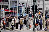 Kjelsås-trikken på Jernbanetorget. Et strømbrudd rammet store deler av Oslo sentrum tirsdag ettermiddag, noe som blant annet fikk konsekvenser for kollektivtrafikken.