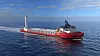 Vard Zerocoaster. Konsept for et bulkskip uten utslipp og med Flettner-rotor som utnytter vind til framdrift og elektrisk selvlossemaskin på traversplattform. Illustrasjon: Vard