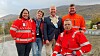 Fv. bak: prosjektleder Janne Staulen Venes, avdelingsdirektør Ruth Myklebust, ordfører Geir Arild Espnes og entreprenør Stian Brenden. Foran: byggeleder Per Fladvad.