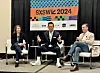 SxSW-debatt om fusjonsenergi. F.v. Carly Anderson i Prelude Parners, Hideki Ypshino i Clean Planet (med hvite sokker og hvite sko) og Andrew Holland i Fusion Industry Association. Foto: Jan M Moberg