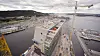 Det nye Munchmuseet i Bjørvika i kranførerperspektiv.