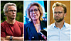 Rasmus Hansson (f.v.), Åslaug Haga og Nikolai Astrup langer ut mot regjeringens havvindsatsing.
