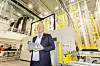 Lars Christian Bacher, CEO Morrow under åpning av fabrikk i Arendal i August. Han ønsker fortgang i et lån fra Innovasjon Norge.