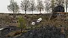 Østre skredkant er bratt. Den skal gjøres om til en slak skråning, bygningen på bildet må først rives.