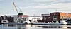 De to sjødronene til kai ved Horten verft for klargjøring. Kongsberg Maritime skal montere sitt autonomiutstyr med sensorer og kameraer og kommunikasjonsutstyr. Foto: Asko Maritime