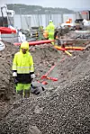 Kabler til landstrøm for Nesodden-fergene og alle andre båter som går fra Aker Brygge og Rådhuskaia legges i løpet av høsten 2019. I det verneverdige bygget til høyre er transformator og landstrømforsyningen på 8 MW godt skjult..