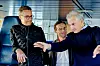 Statsminister Jonas Gahr Støre, Sveriges statsminister Ulf Kristersson og Finlands president Alexander Stubb på kystvaktfartøyet KV Svalbard i Bodø