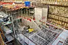 I byggegropa over tunnelene er byggingen av stor billetthall med tre innganger i gang. Dette blir nordre entré til stasjonen. Foto: Bjørn Olav Amundsen