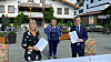 Adm. dir. Anette Aanesland i Nye Veier, statsminister Erna Solberg og samferdselsminister Knut Arild Hareide etter signeringen på Sundvolden Hotel 1. juli.