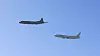 P-3C Orion (t.v) og arvtakeren P-8A Poseidon over Andøya under seremonien 30. juni der Orion ble takket av etter 54 års tjeneste i Forsvaret. Foto: Onar Digernes Aase / Forsvaret