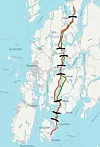 Strekningen går gjennom de tre kommunene Bokn, Tysvær og Sveio i fylkene Rogaland og Vestland. Illustrasjon: Statens vegvesen