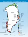 Kartet viser de kjente mineralforekomstene på Grønland. Citronen fjord er den oransje rundingen helt nord på Grønland. Illustrasjon: GEUS